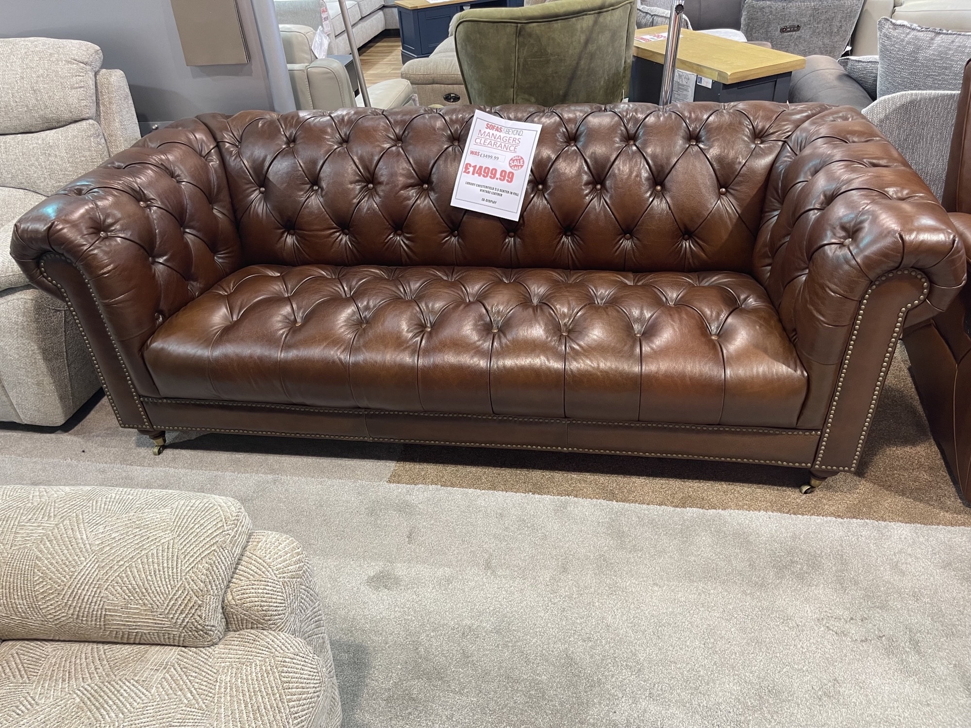 Vintage 3.5 Seater Chesterfield Sofa Sofas & Beyond