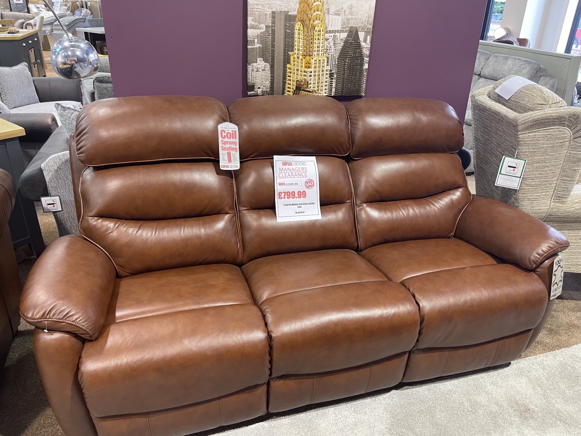 Manual Reclining 100 Leather Sofa Sofas & Beyond